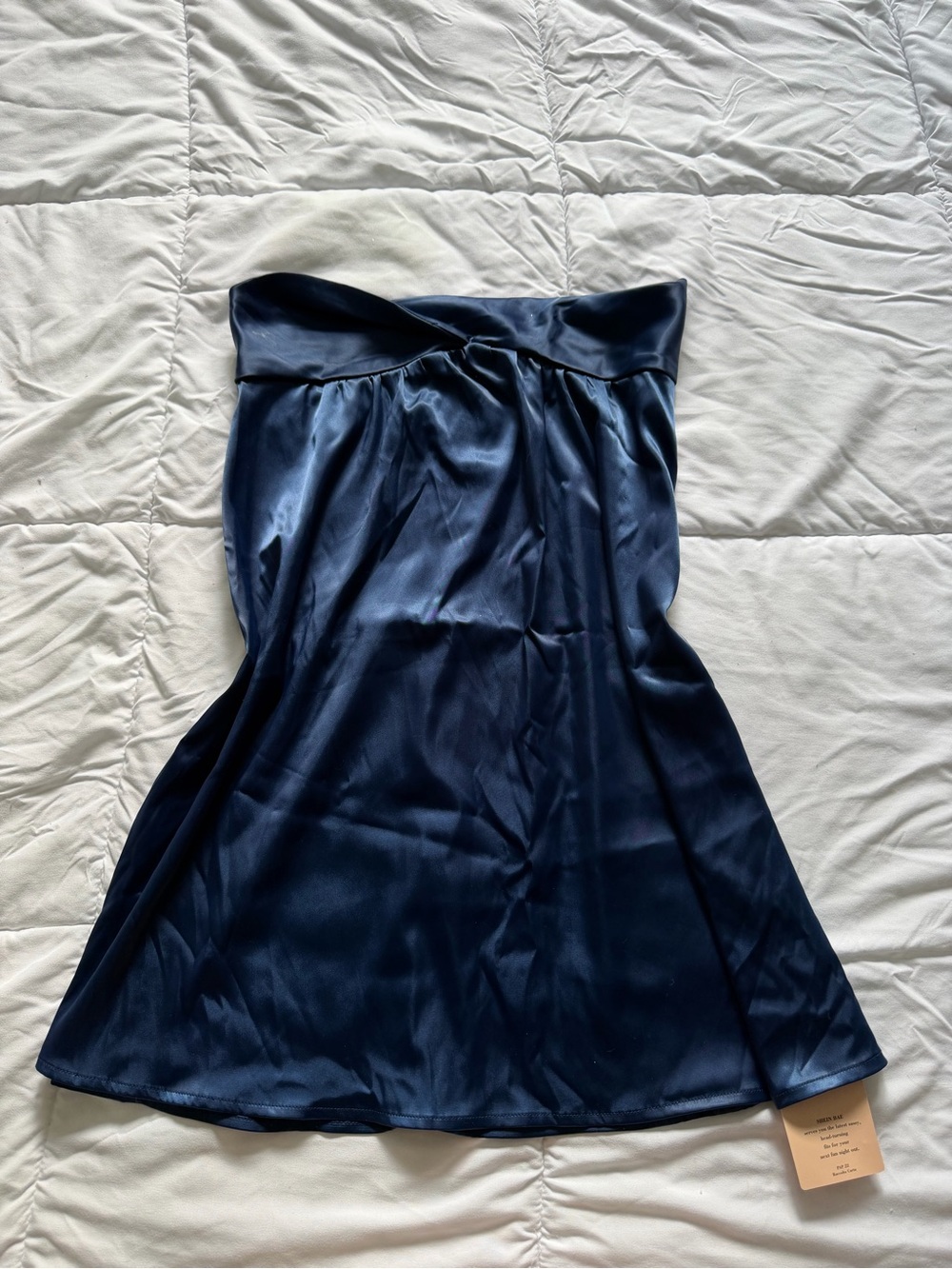 SHEIN Navy Strapless Satin Mini Dress